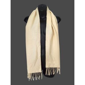 Unisex Field Manor 100% Wool Scarf Made in Italy Cream Winter Muffler Fringe 62"